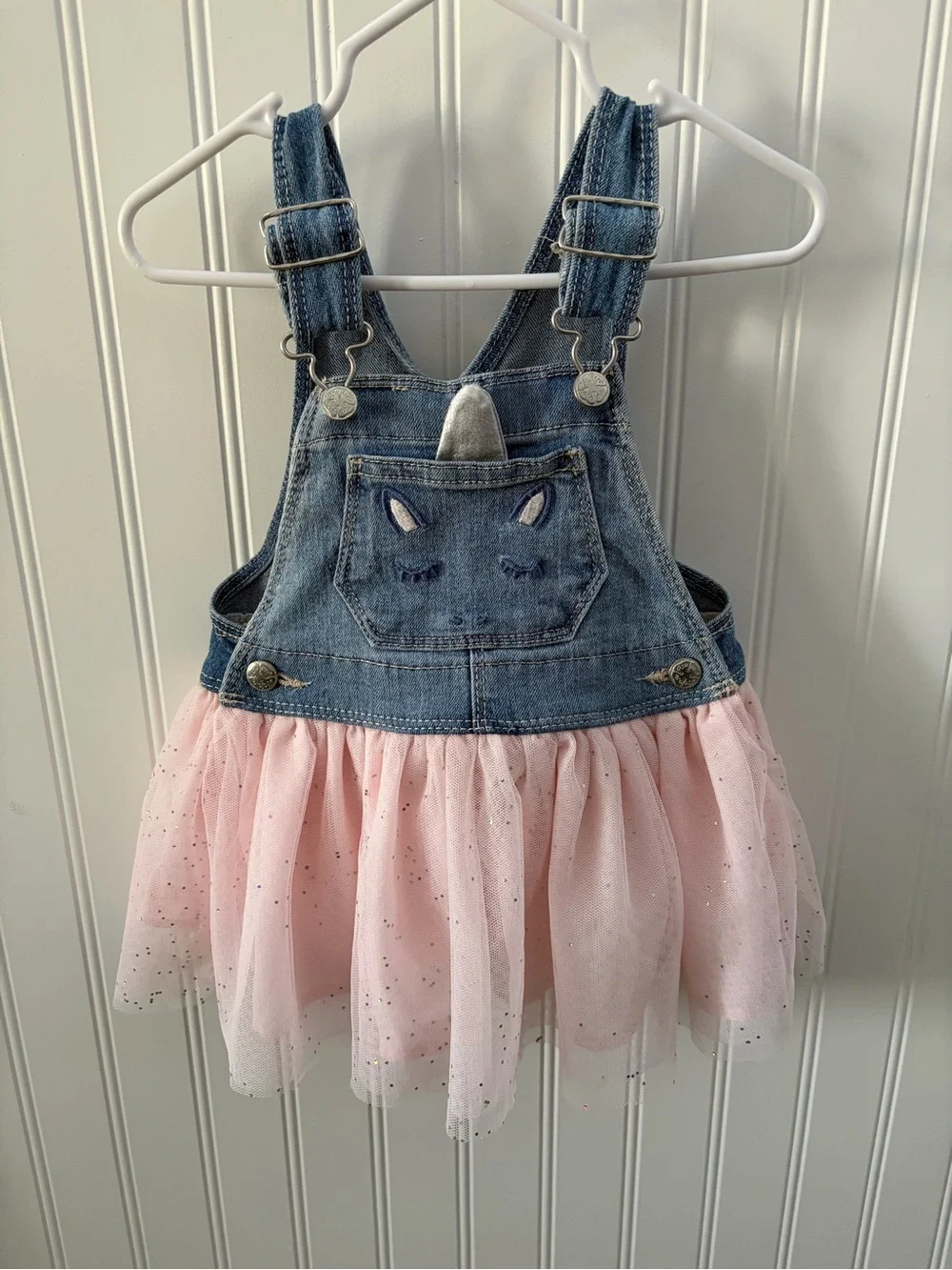 OshKosh B’Gosh Denim Unicorn Tutu Overalls - Pink Tulle Skirt